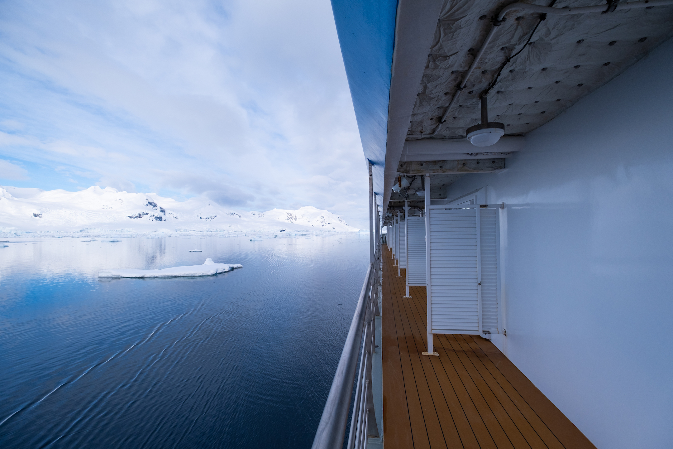 Balcony on an Antarctica cruise ship