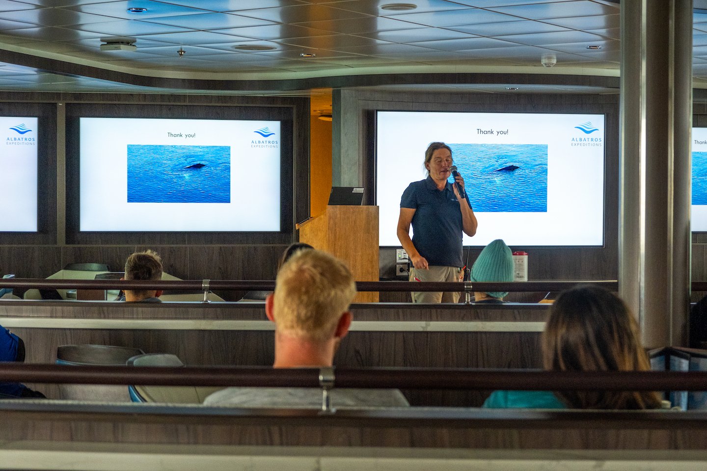 At a lecture on our Antarctica cruise