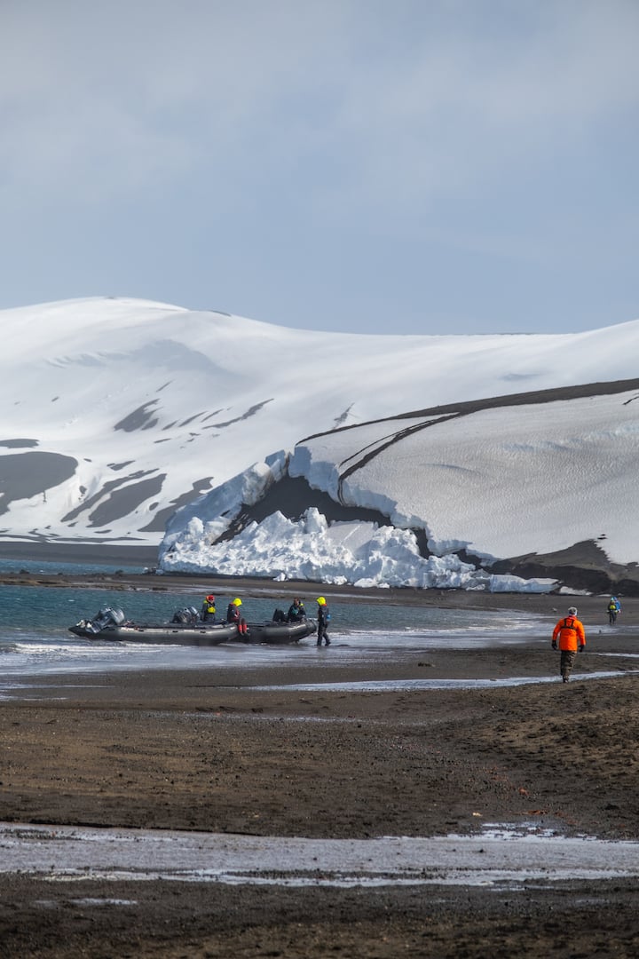 Zodiac landing on Deception Island