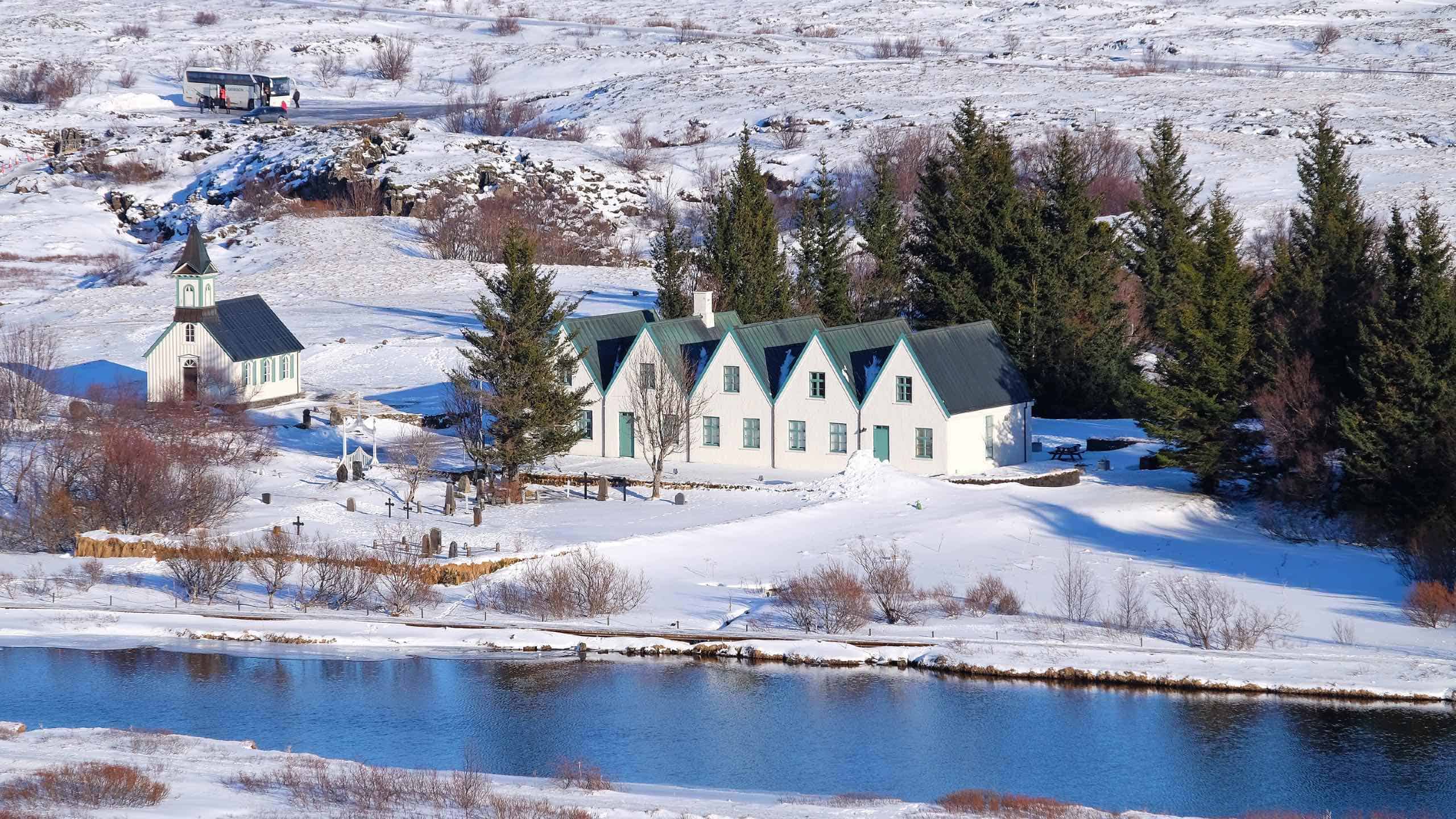 A Snowy And Sunny Day In Iceland