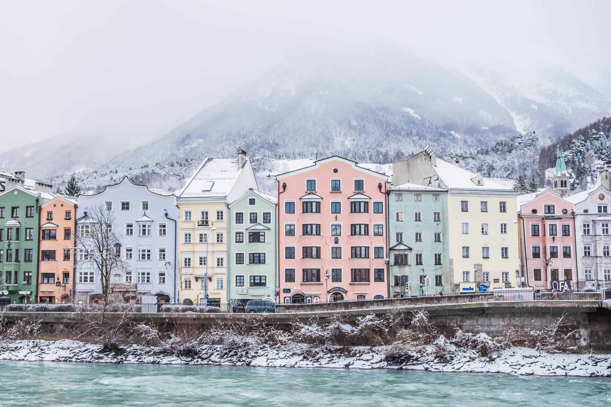 Row Houses In Innsbruck Along The River