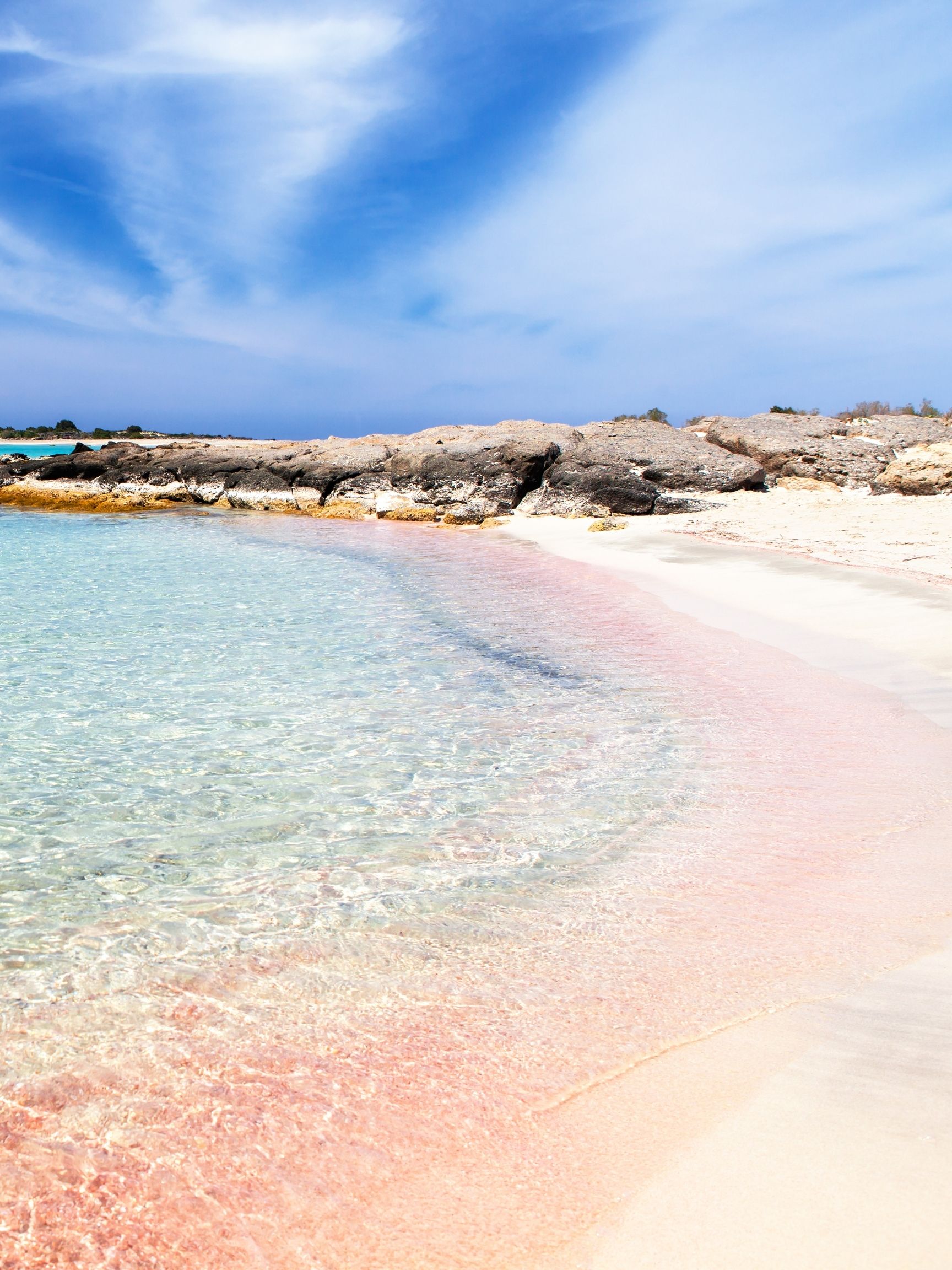 Elafonisi Beach With A Hint Of Pink On A Sunny Day