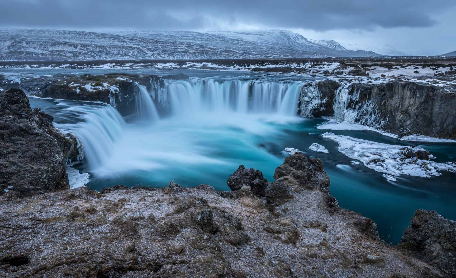 Godafoss Waterfall In Late Winter