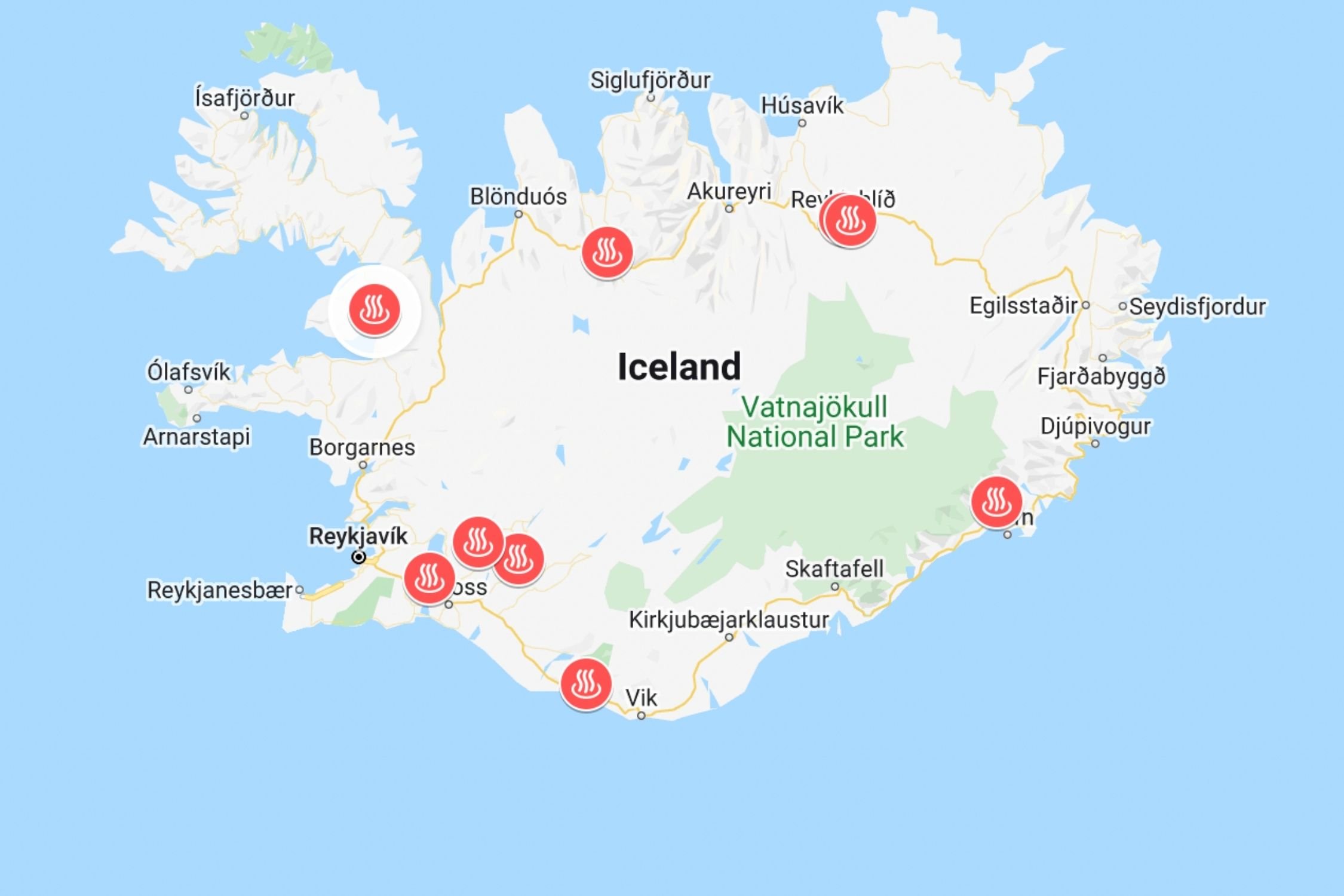 best hot springs in iceland maps