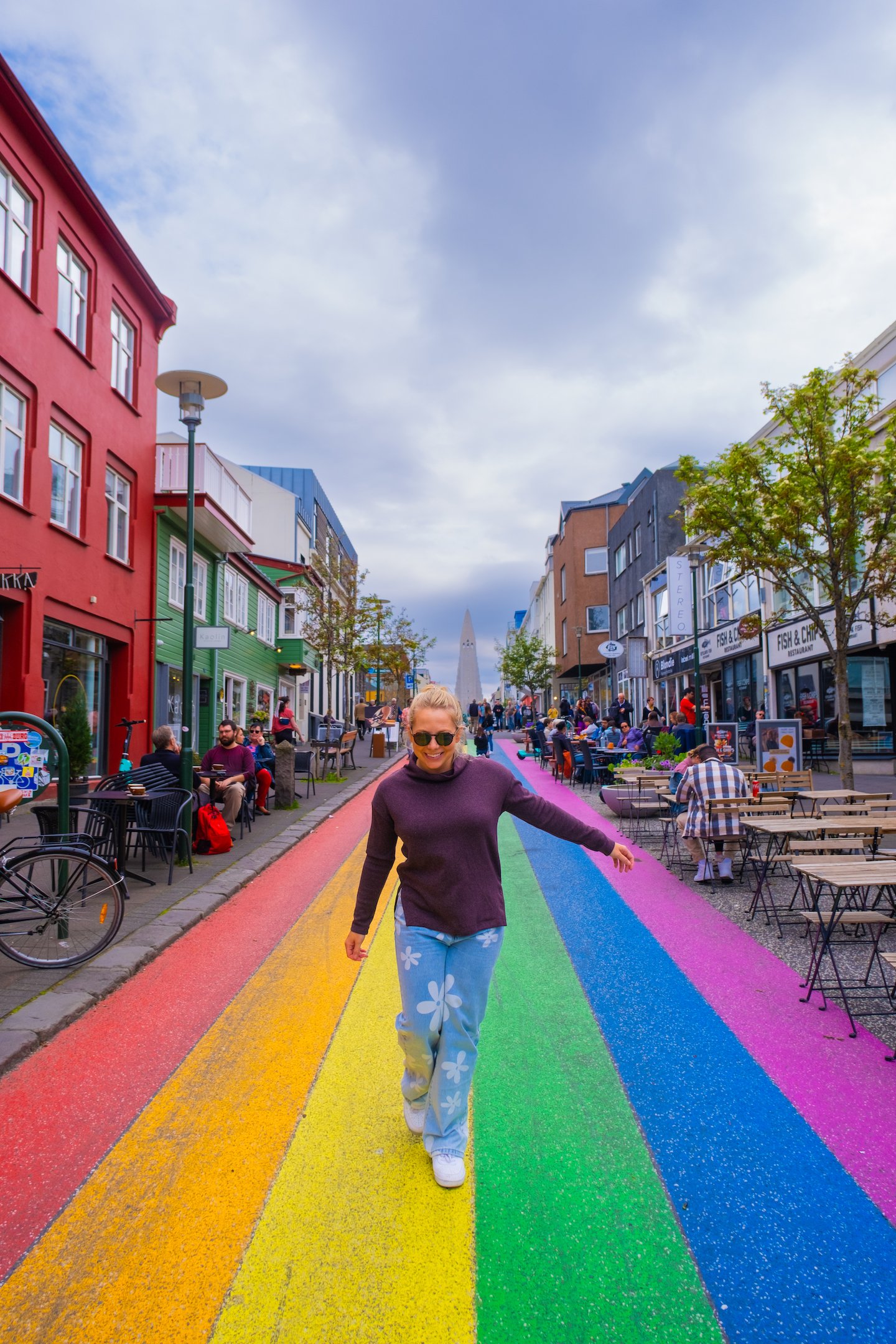 Natasha Walks Down Rainbow Street In Reyjavik