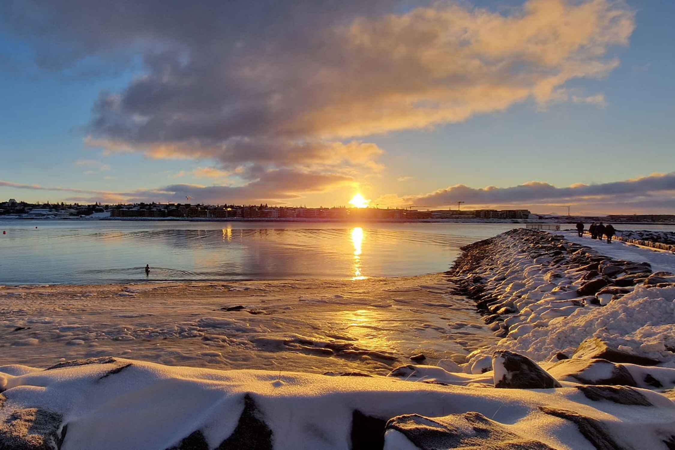 Nautholsvik Hot Spring At Sunset