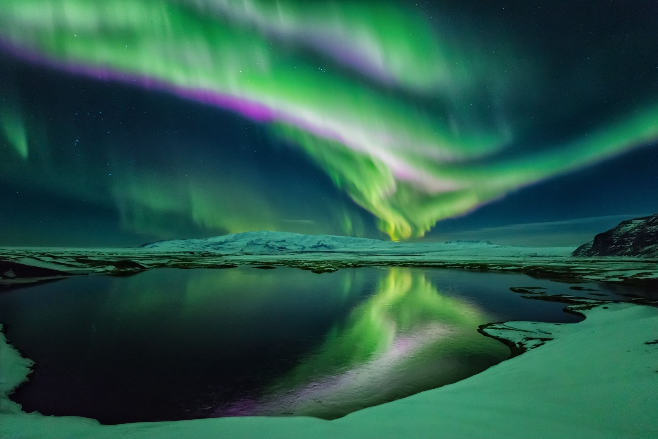 The Northern Lights Over Iceland In The Winter
