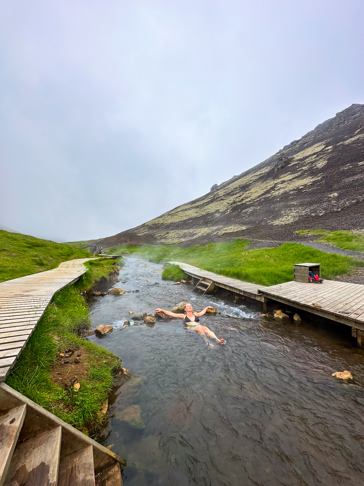 Natasha Relaxes In The Reykjadalur - A Natural Hot Spring River