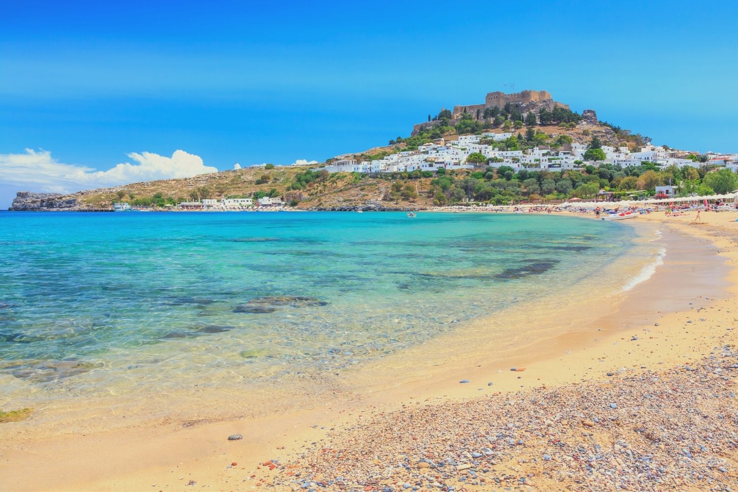 A Sunny Lindos Beach On Rhodes