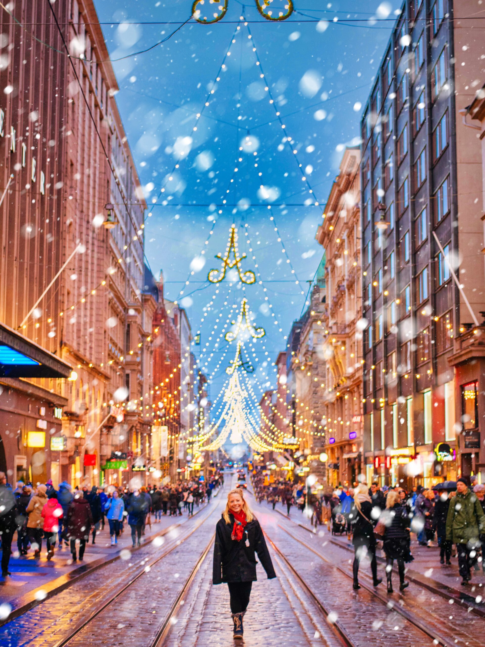 Natasaha Walks Down The Street Of Helsinki