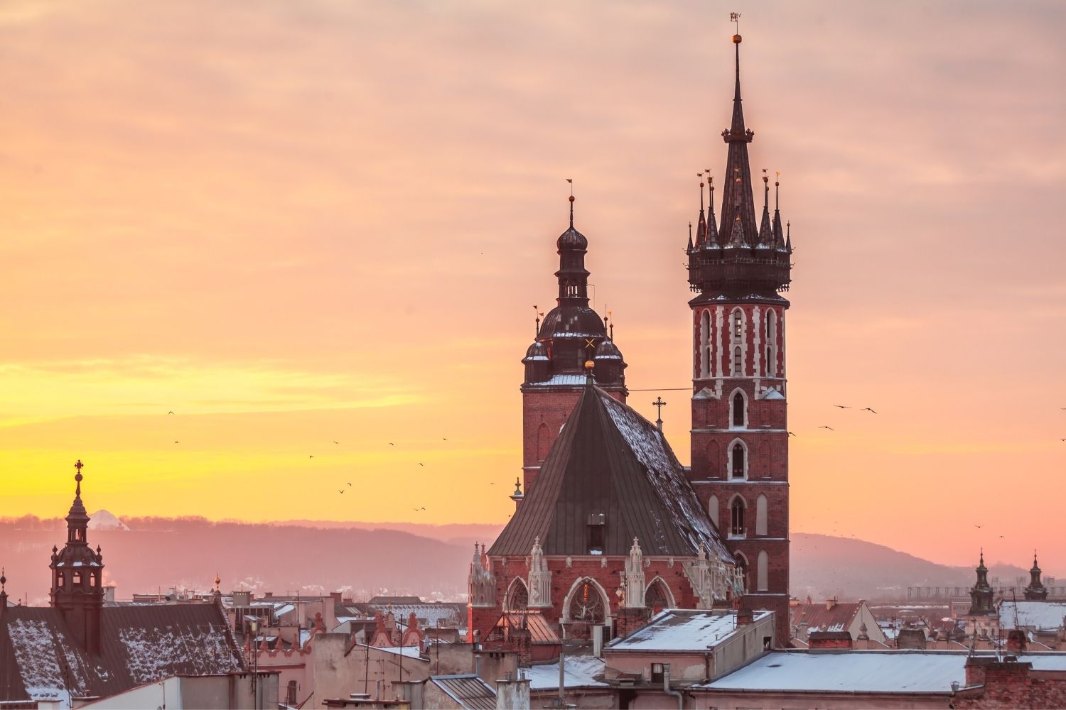 The Krakow Skyline At Sunset