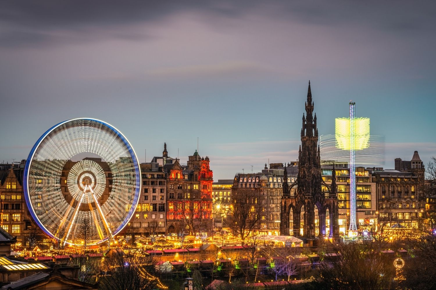 Edinburgh At Night During Christmas Market